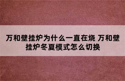 万和壁挂炉为什么一直在烧 万和壁挂炉冬夏模式怎么切换